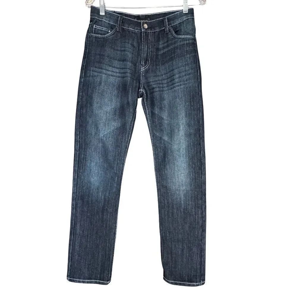 EUC Distressed Black Straight Leg Jeans Size 28 (4)